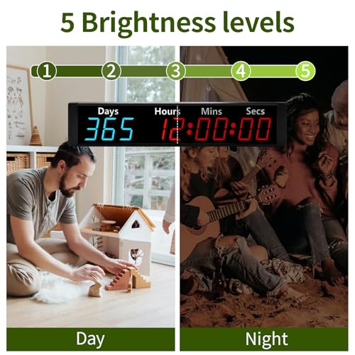 LUCKY TIME Digital 999 Days Countdown Count Up Timer Clock with RGB Color