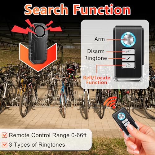 Bike Alarms,Bike Alarm Anti Theft, Bicycle Alarms with Remote,113dB Super Loud Bicycle Vibration Motion Sensor Siren Anti Theft Security System IP65 Waterproof, 8Pack - color: Bike Alarm with WL03C Remote, size: 8PK