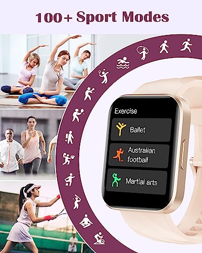 RUIMEN Smart Watches for Women, Bluetooth Calls, Fitness Tracker Pink - color: Pink