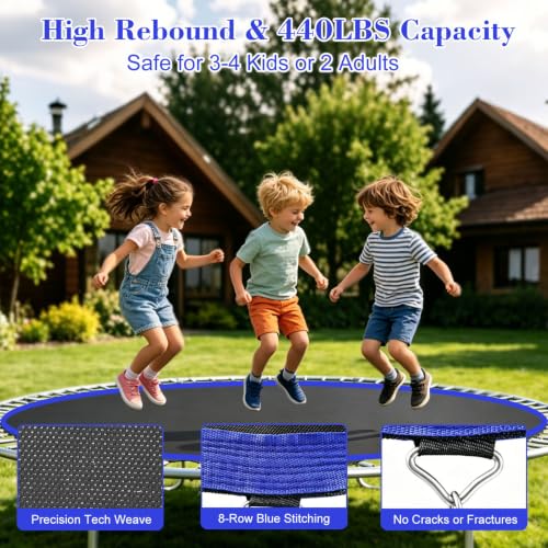 Replacement Trampoline Mat, Heavy-Duty, UV-Resistant & Durable Bounce Pad for Round Trampolines - Perfect for Safe & Fun Jumping - size: 14FT|150"Dia|72 V-Rings|Fits 5.5" Springs Length