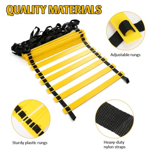 20ft Adjustable Agility Ladder, Training Rope Ladder Speed Ladder for Soccer Basketball Football