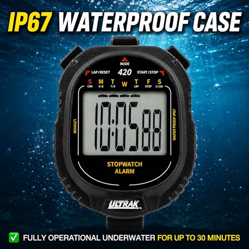 ULTRAK 420 Waterproof Stopwatch for Swim Training - Cumulative Split Timer
