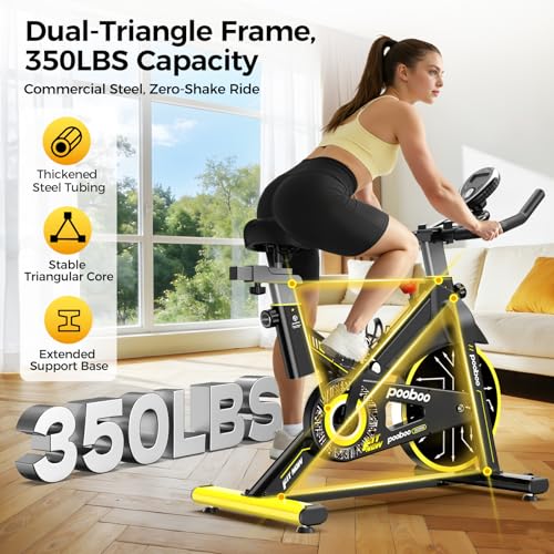 Exercise Bike,Stationary Bike for Home,Magnetic Indoor App Cycling Bike - color: Silver Yellow