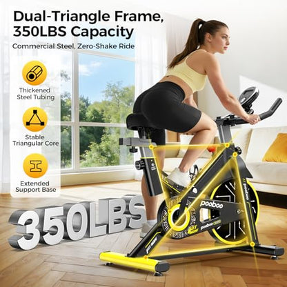 Exercise Bike,Stationary Bike for Home,Magnetic Indoor App Cycling Bike - color: Silver Yellow