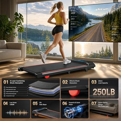 JUKER Walking Pad Treadmill Under Desk with Incline, RGB & Bluetooth
