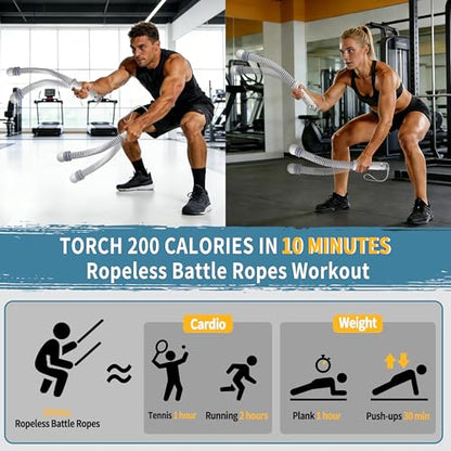 Portable Adjustable Ropeless Battle Ropes with Gray - color: Gray