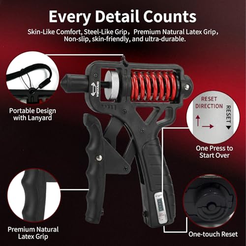 Adjustable 11–350 Lbs Grip Strength Trainer with Digital Counter
