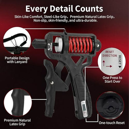 Adjustable 11–350 Lbs Grip Strength Trainer with Digital Counter