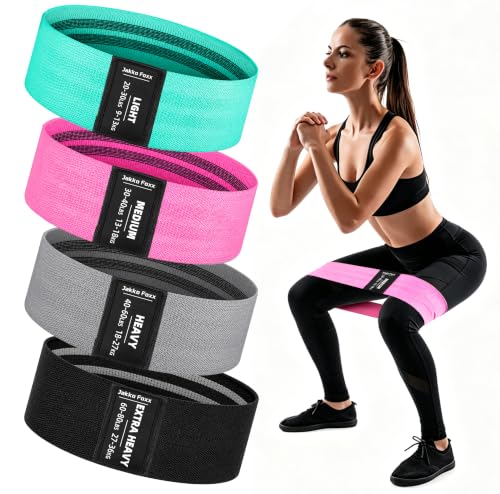 Fabric Resistance Bands for Working Out, 4-Pack for Legs, Glutes & Hips - color: Multicolor 4-Pack