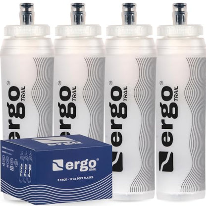 Soft Flask 500ml Multi Pack – Leak-Free Hydration Bottles for Runners, Hikers & Athletes – Bite Valve, Wide-Mouth, Freezable Soft Water Bottles for Running Vests (4, Transparent) - color: Transparent
