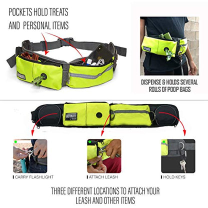 TAKSIN The Ultimate Hands Free Two Dogs Double Leash System for Walking Running Hiking Training, Reflective Bungee Leash, Treat Holder, Poop Bag Dispenser Small Medium Large Dogs (Yellow Deluxe Pack) - color: Yellow, size: Two Dogs
