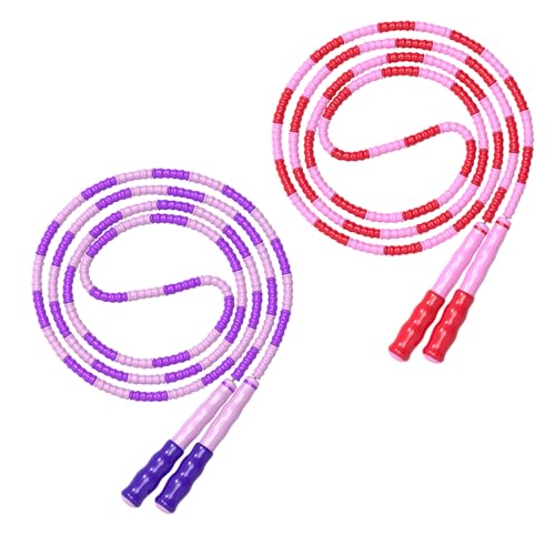 Leeboom Jump Rope, Adjustable Length Tangle-Free Segmented Soft Beaded Skipping Rope, Fitness Jump Rope for Kids, Man, and Women Weight Loss 9.2 Feet - color: Pink+Purple