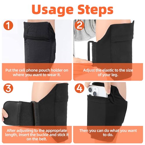 Cell Phone Leg Straps Leg Phone Holder Calf Band Armband Ankle Wallet with Adjustable Non Slip Strap,Non Slip Ankle Wallet Adjustable Arm Pouch for Men Women Running Workout(Black)