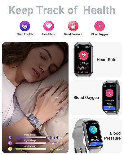 Amzhero Health Fitness Tracker with 24/7 Heart Rate, Blood Oxygen, Blood Pressure, Sleep Tracker, 5ATM Waterproof Activity Trackers with Step Tracker, Pedometer (S & L Bands Included) - color: Grey