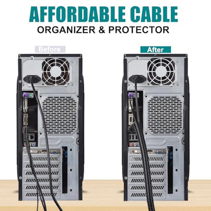 1/2 Inch Wire Loom Split Tubing - 30 ft Cord Protector Electric Wires Covers, Automotive Wire Flexible Conduit, Plastic Wire Cover with Cable Zip Tie (1/2"-30ft) - size: 1/2"-30ft