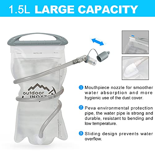 INOXTO Running Hydration Vest Backpack,Lightweight Insulated Pack with 1.5L Water Bladder Bag Daypack for Hiking Trail Running Cycling Race Marathon for Women Men - color: Light gray dark blue