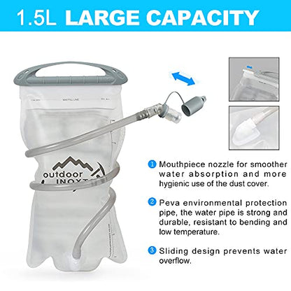 INOXTO Running Hydration Vest Backpack,Lightweight Insulated Pack with 1.5L Water Bladder Bag Daypack for Hiking Trail Running Cycling Race Marathon for Women Men - color: Light gray dark blue