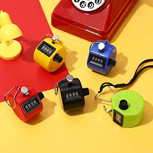 PETKNOWS 5Pcs Handheld Tally Clicker Counter 4 Digital Number for Sports - color: Red & Black & Yellow & Green & Blue