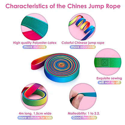 Cikyner Chinese Jump Rope, 2 Pack Elastic French Skipping with Instructions
