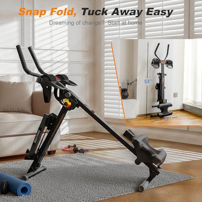 TOUSAINS 3 in 1 Folding Ab Machine, Rowing Machine & Cable System