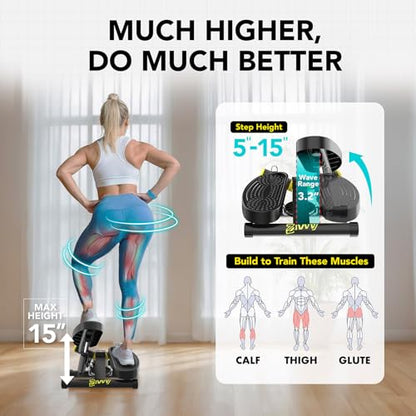 ZIWWVY Stepper Machine with Resistance Bands, Mini Stepper with 300LBS Weight Capacity, Twist Stepper for Full Body Workout, Adjustable Step Height, Smooth and Quiet, Step Machine for Men Women - style: Large Foot Model