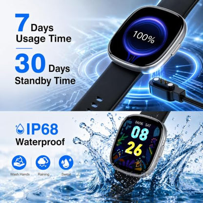 LIVIKEY Bluetooth Calling Smart Watch, 1.83" Display, Step Counter Tracker - color: Black with Blue Frame