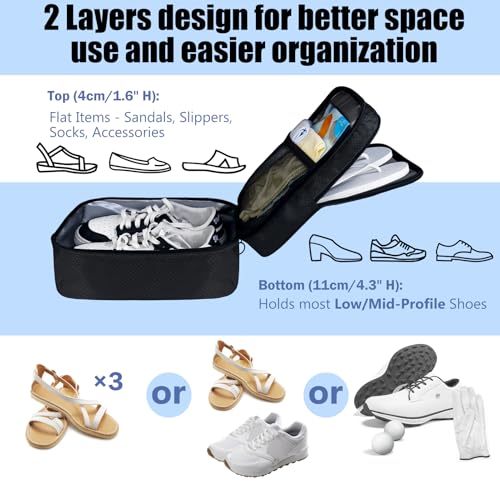 AOSBOS Shoe Bag for Travel,2 Layers Shoes Organizer,Honeycomb Grey - color: HoneycombBlack