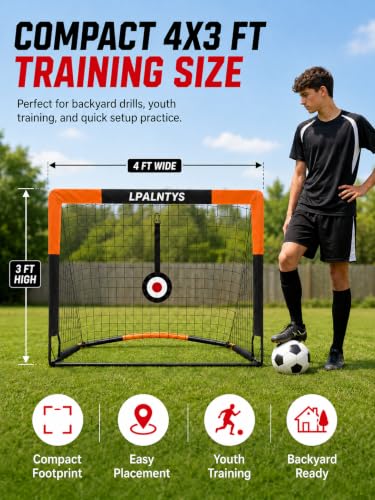 4x3ft Soccer Goal Set of 2, Kids Soccer Goals for Backyard