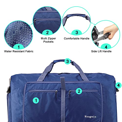 Woogwin Travel Duffel Bag Large Foldable Waterproof Overnight Bag for Beach Swim Bags Pool Sports Gym - color: 100L Darkblue