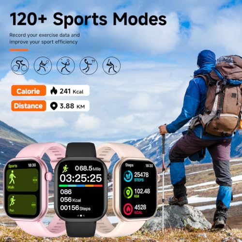 Fitness Tracker Smart Watch,100+ Sport Modes,Life Waterproof, Pedometer Step Tracking,Call & Message Push,Sedentary Reminder,2.01" Screen,Magnetic Charging for Android iOS Phones(Pink) - color: Pink