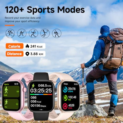 Fitness Tracker Smart Watch,100+ Sport Modes,Life Waterproof, Pedometer Step Tracking,Call & Message Push,Sedentary Reminder,2.01" Screen,Magnetic Charging for Android iOS Phones(Pink) - color: Pink