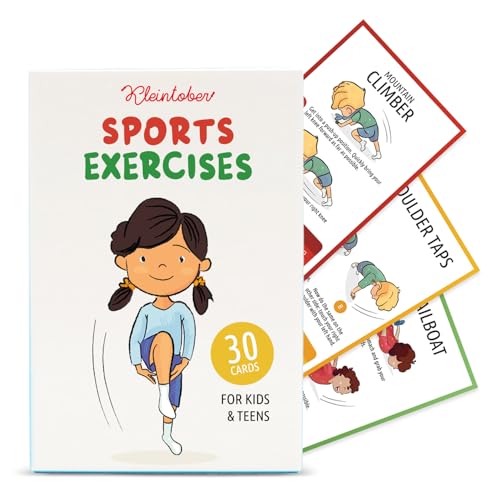 Kleintober Workout Cards for Kids & Teens I Gymnastics Equipment for Kids I Exercise Flash Cards for Kids 3+ I Workout Equipment for Indoor & Outdoor Use