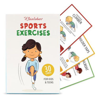 Kleintober Workout Cards for Kids & Teens I Gymnastics Equipment for Kids I Exercise Flash Cards for Kids 3+ I Workout Equipment for Indoor & Outdoor Use