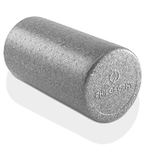 Philosophy Gym 12" High-Density Foam Roller for Exercise, Massage, Muscle Recovery - Round, Gray - color: Gray, size: 12 Inch