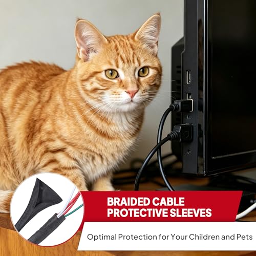 Black Split Braided Cable Management Sleeves 1/4inch -18Feet - size: 1/4"-18Feet
