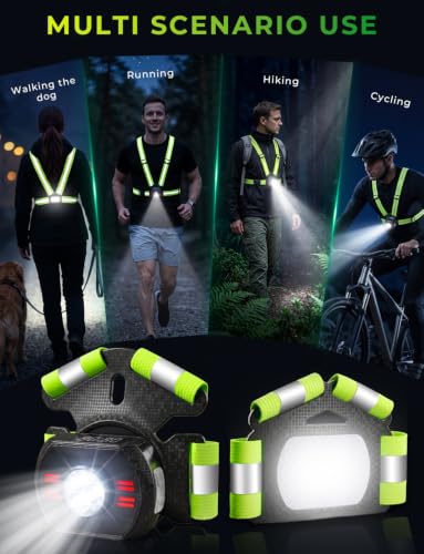 Running Lights for Runners with Digital Display and 360° Reflective Vest