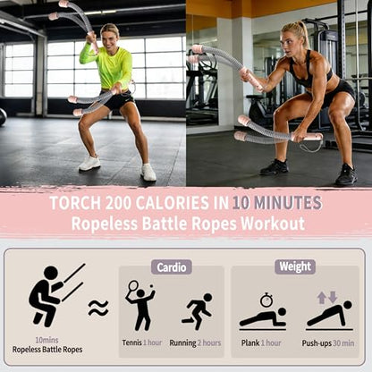 WIitsparklle Portable Adjustable Ropeless Battle Ropes with Pink - color: Pink