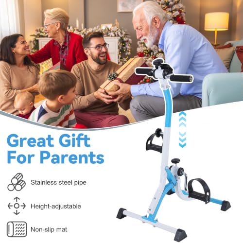 2026 JENPECH Pedal Exercise Bike, Adjustable Resistance Fitness Equipment for Seniors Leg Arm Workout, LCD Display, Portable Under Desk Pedal Exerciser for Knee Joint Recovery