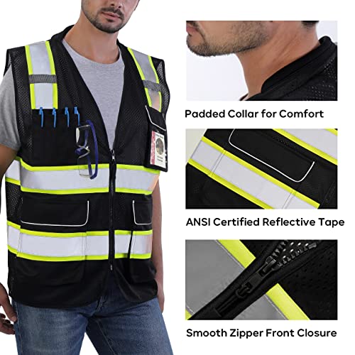 Neopelta Hi Vis Reflective Safety Vest for Men Women Black Mesh/Yellow S - color: Black / Yellow Trim, size: Small