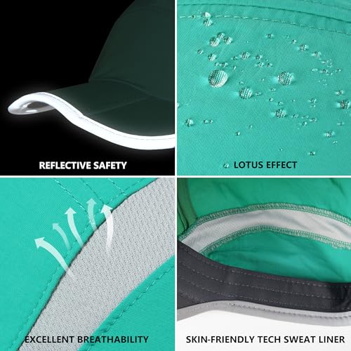 GADIEMKENSD Reflective Folding Outdoor Hat Unstructured Design UPF 50+ Sun Protection Sport Hats for Womens and Mens - color: Green