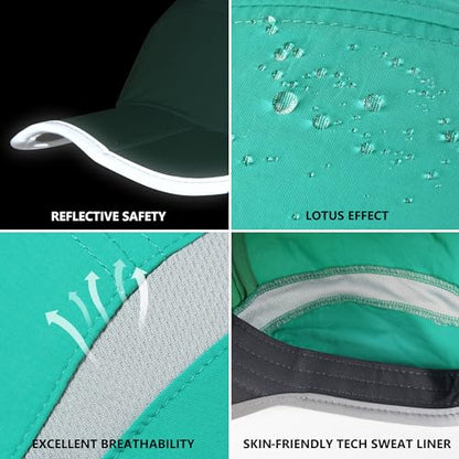 GADIEMKENSD Reflective Folding Outdoor Hat Unstructured Design UPF 50+ Sun Protection Sport Hats for Womens and Mens - color: Green