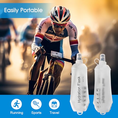 AXEN Soft Flask TPU Foldable Running Hydration Flask, Soft Collapsible Water Bottle for Hydration Pack Cycling Marathon Running Hiking - color: Clear-500ml