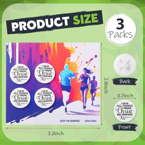 Suncalla 12pcs Race Bib Clips, Runner Race - color: White, style: Bible Verse