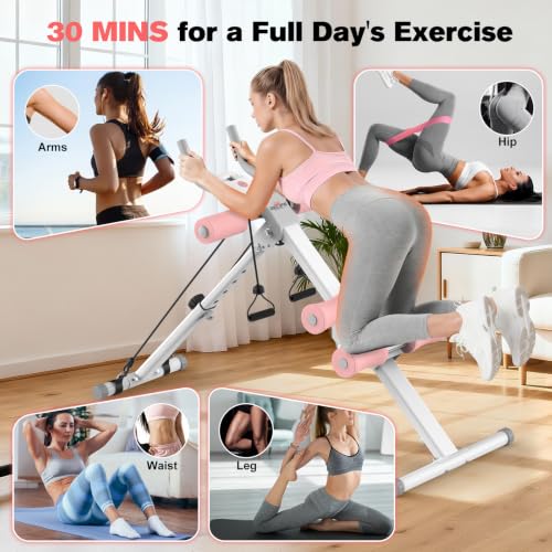 RELIFE REBUILD YOUR LIFE AB Workout Machine Adjustable Ab Trainer Machine - color: Pink