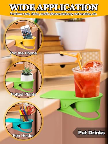 3PCS Clip on Cup Holder for Chair, Kalolary Drink Holder, Yellow Blue Green - color: 3PCS Blue Green Yellow