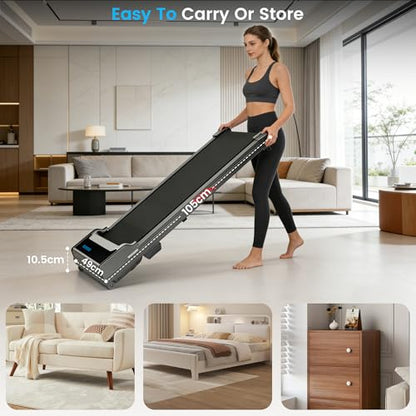 Walking Pad Treadmill for Home - Under Desk Walking and Running with Remote Control Portable Electric Machine Adjustable Slim Compact with 0.6-4.0MPH Modes Max up 265 Lbs for Home Office - color: Black-Red