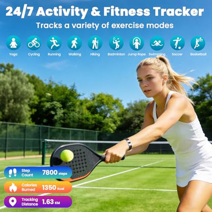 Smart Fitness Tracker with 24/7 Heart Rate, Sleep Tracking, IPX8 Waterproof, HD Display, 24+ Sports Modes, Pedometer, Phone Notifications, Music Control(Silver)