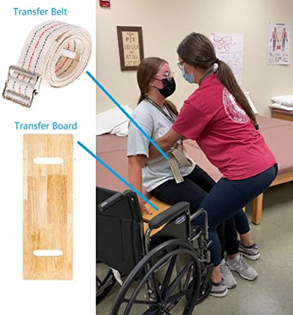 COW&COW 30" Wooden Transfer Board and 60" Transfer Belt Kit for Patient, Senior and Handicap Move Assist and Slide Transfers (30Inch) - size: 30Inch