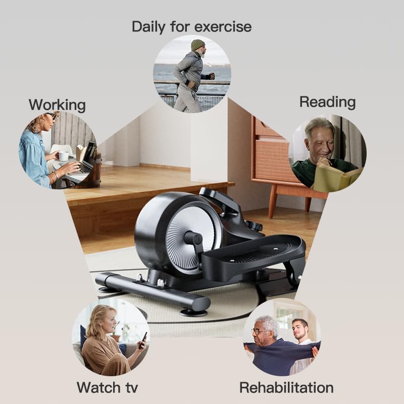Under Desk Elliptical,Quiet Under Desk Elliptical，Standing Position Ellipse Leg Exerciser As Seen on Tv，Adjustable Speed Elliptical Exercise Machine ，Pedal Exerciser Under Desk Bike for Home Office
