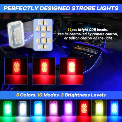 4PCS Wireless LED Strobe Lights with Remote, 8 Colors 10 Lighting Modes Bike Tail Light Rechargeable with Remote Control Clip On Wireless led Running Lights for Car, Runners, Motorcycle, Bicycle - color: 4pcs